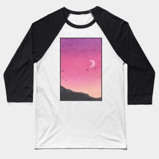 Oil Pastel | Purple Sky Baseball T-Shirt